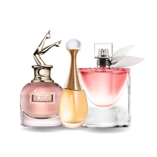 COMBINAISON DE 3 PARFUMS: SCANDAL, DIOR J'ADORE, LANCÔME 100ML